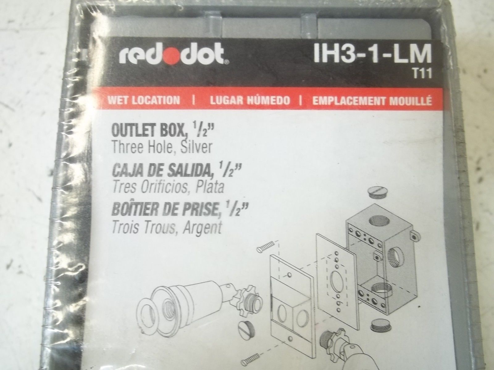RED DOT IH3-1-LM OUTLET BOX 1/2" * ORIGINAL PACKAGE *
