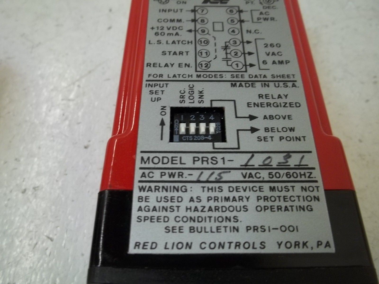 RED LION CONTROL PRS11031 RELAY *USED*