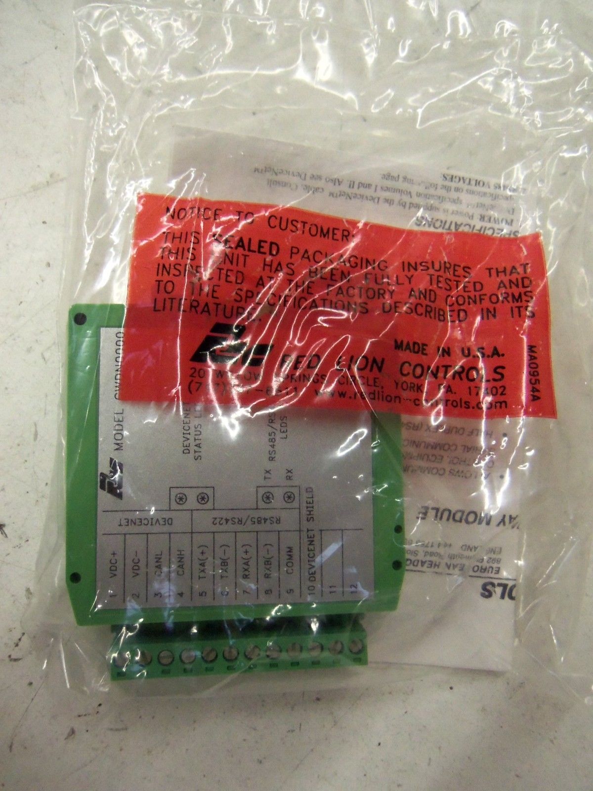 RED LION CONTROLS GWDN0000 DEVICENET GATEWAY MODULE *NEW IN FACTORY BAG*