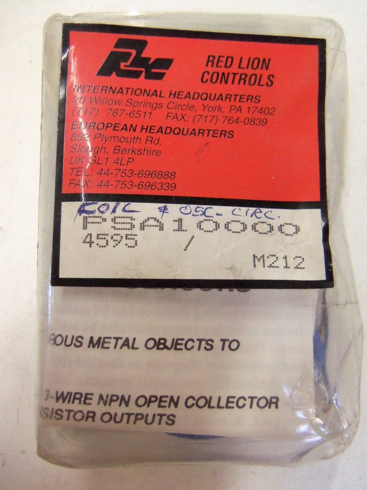 RED LION CONTROLS PSA10000 PROXIMITY SENSOR *NEW IN FACTORY BAG*