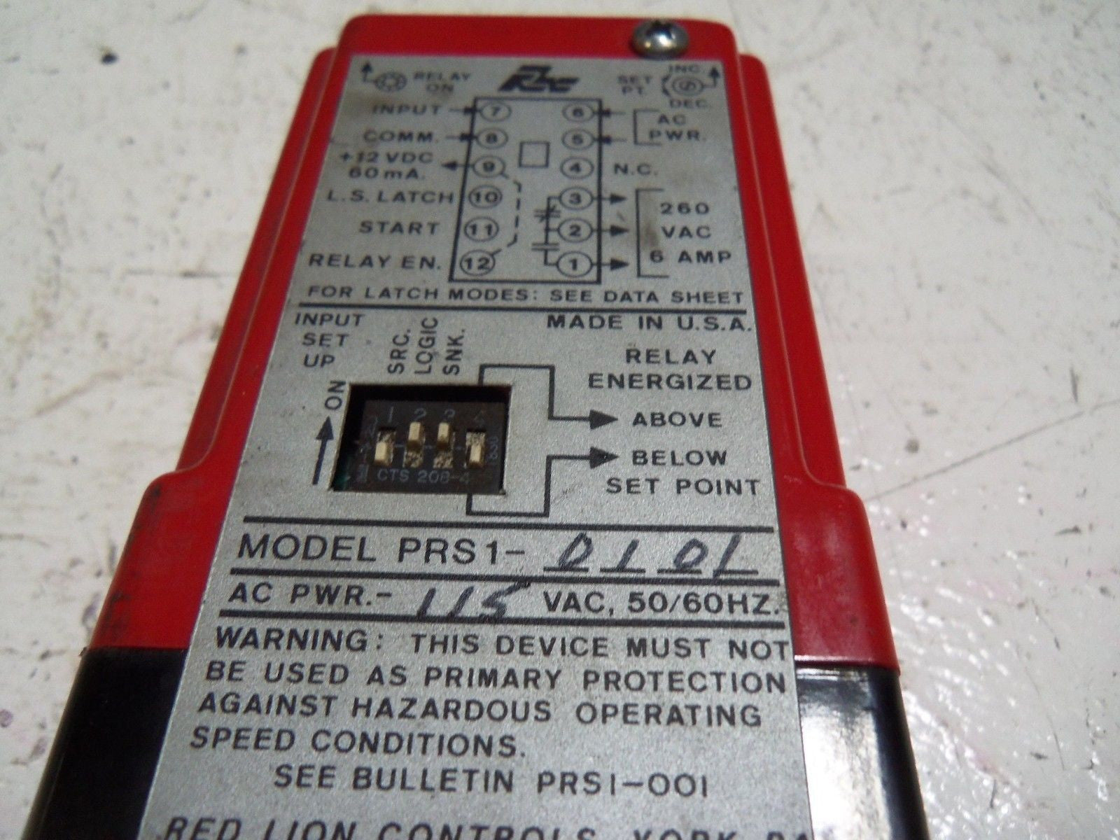 RED LION PRS1-D101 PLUG-IN SPEED SWITCH *USED*
