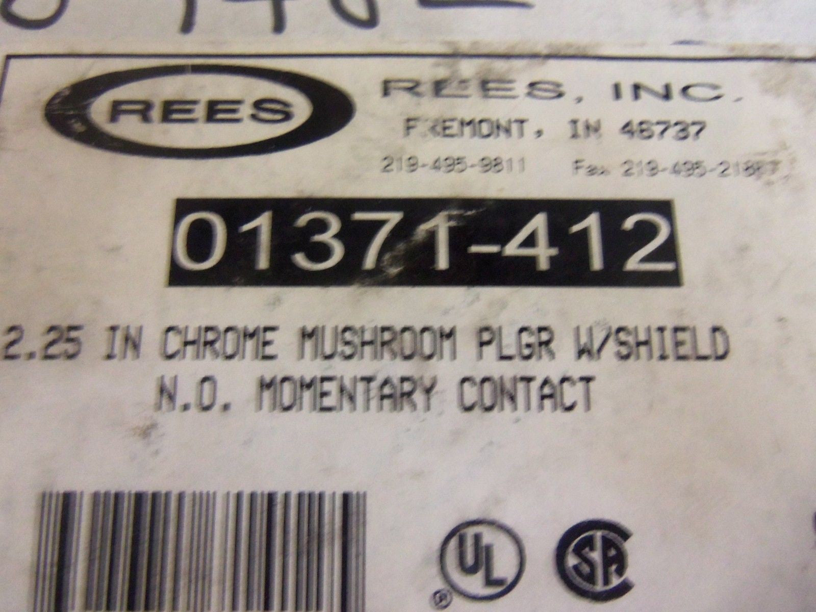 REES 01371-412 CHROME MUSHROOM PLUNGER PUSHBUTTON *NEW IN BOX*