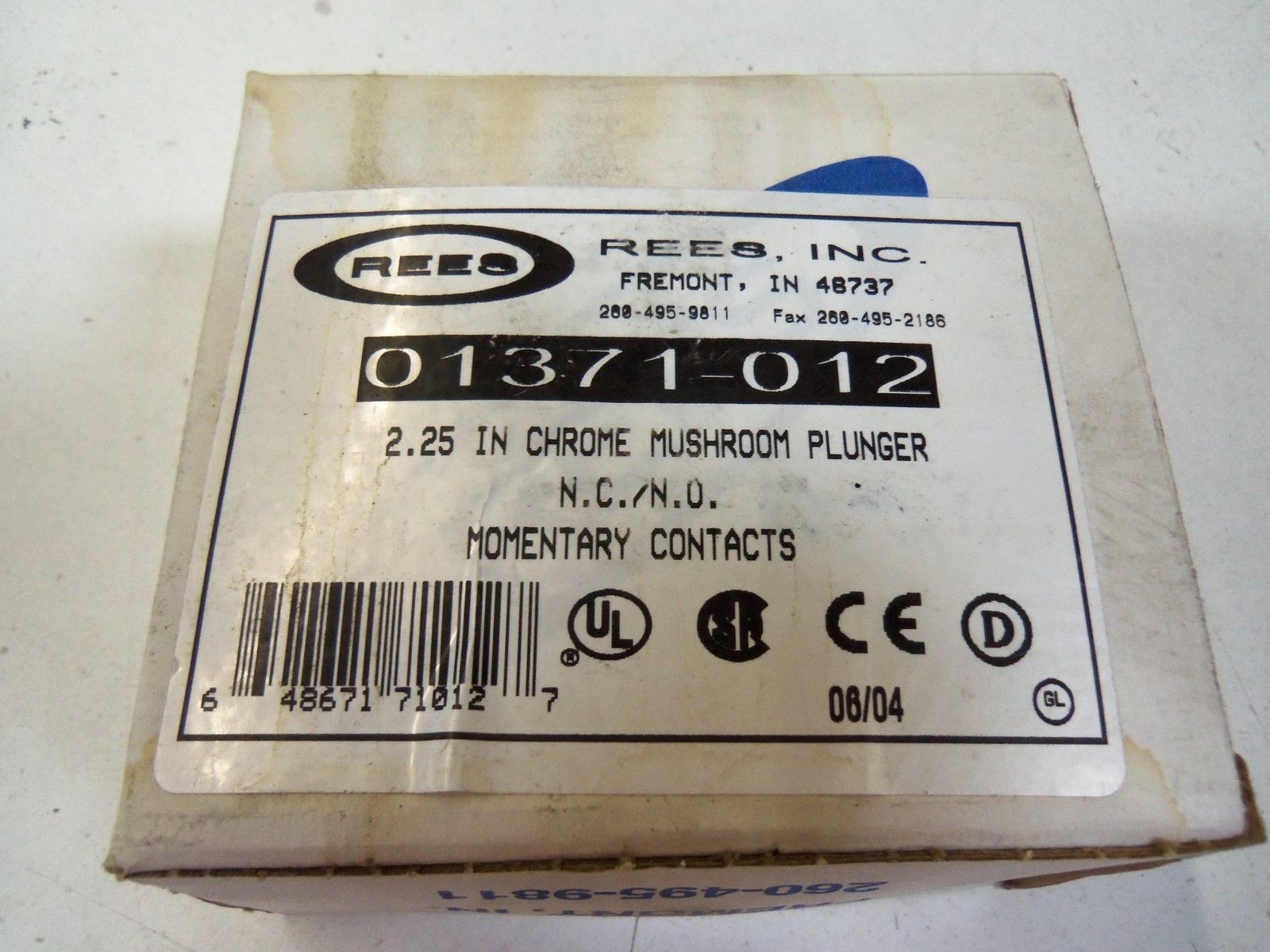 REES 01371-012 CHROME MUSHROOM PLUNGER *NEW IN BOX*