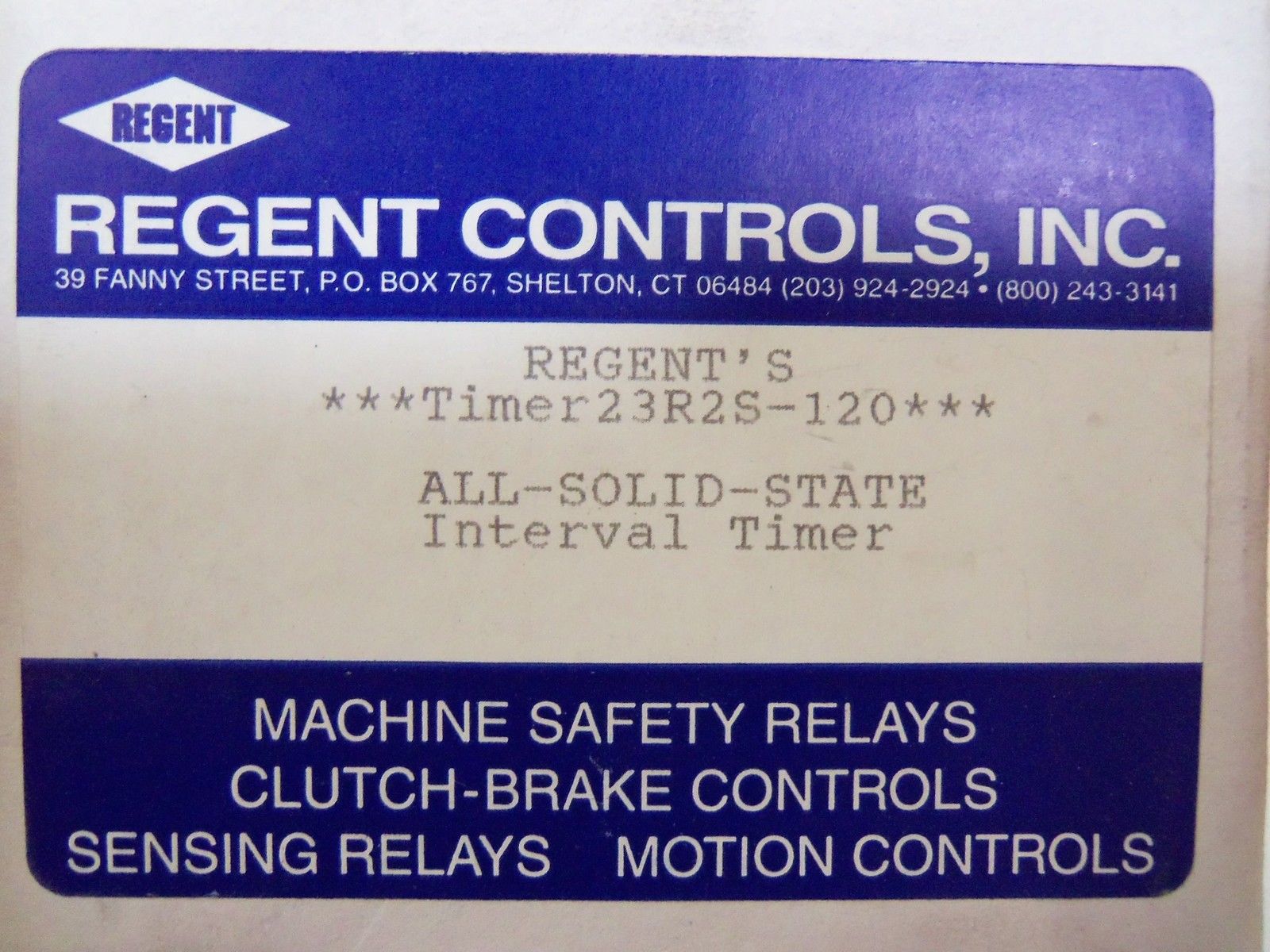 REGENT CONTROLS TIMER23-120 *NEW IN BOX*