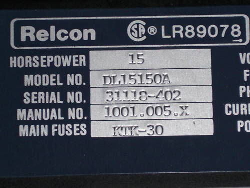 RELCON DL15150A AC DRIVE *USED*