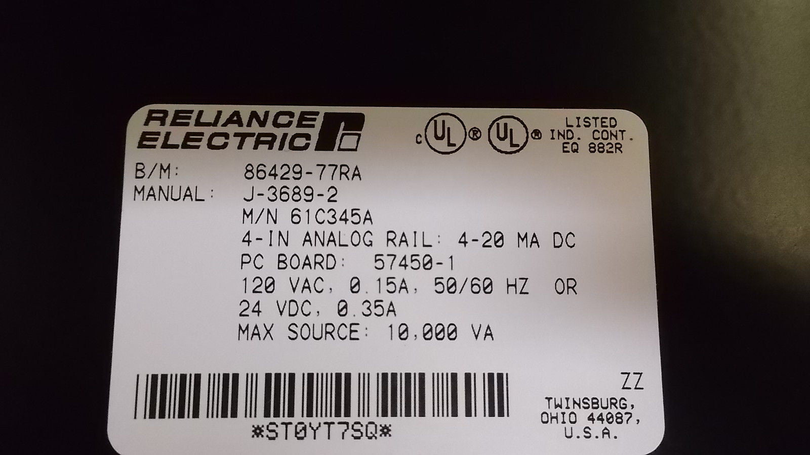 RELIANCE 61C345A INPUT MODULE *NEW IN BOX*