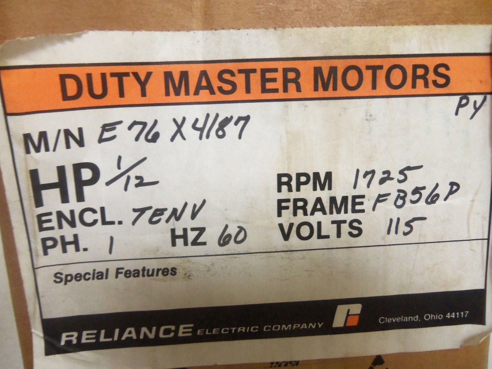 RELIANCE E76X4187R-PY *NEW IN BOX*