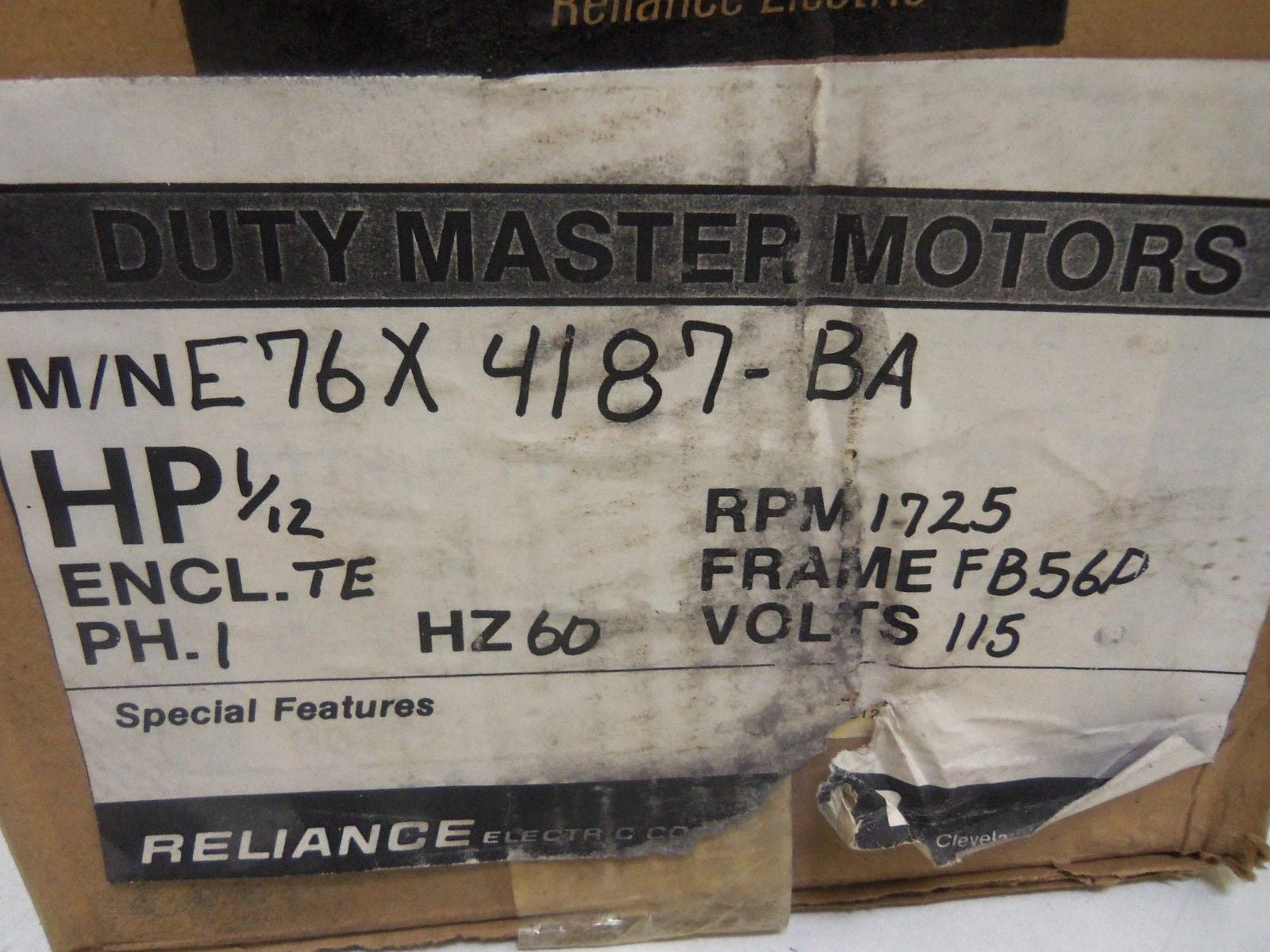 RELIANCE E76X4187R-BA *NEW IN BOX*