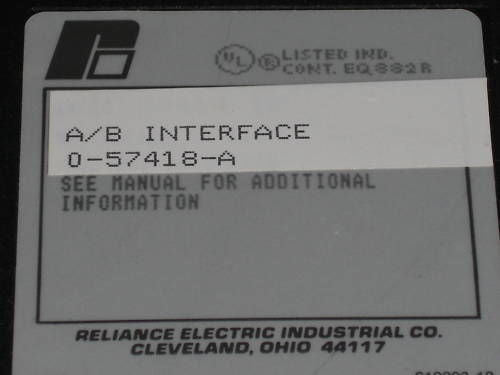RELIANCE ELECTRIC A/B INFERFACE 0-57418-A *USED*