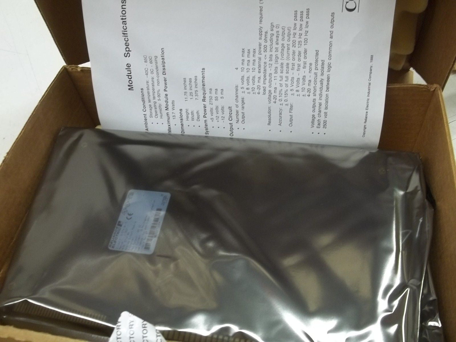 RELIANCE ELECTRIC 57C410 ISOLATED ANALOG OUTPUT MODULE *NEW IN BOX*