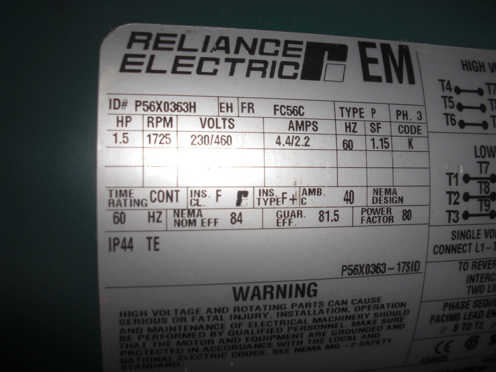 RELIANCE ELECTRIC P56X0363H *USED*