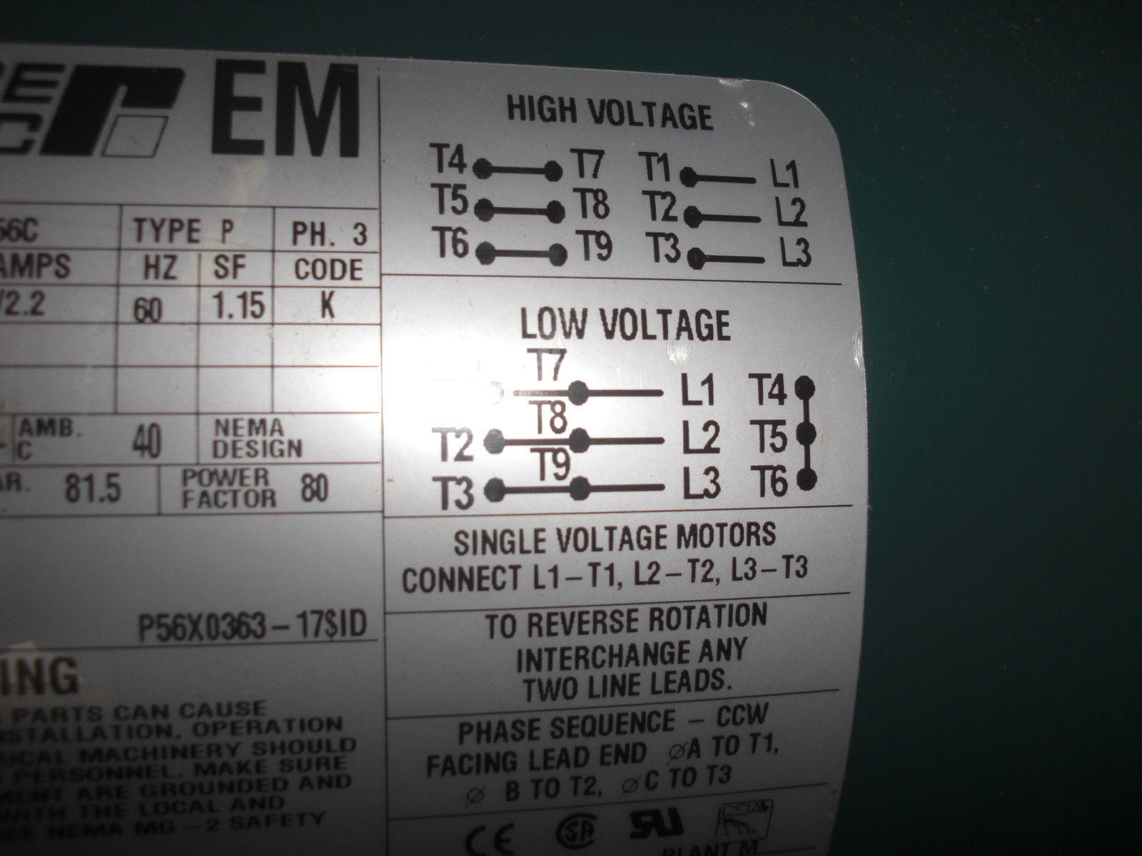 RELIANCE ELECTRIC P56X0363H *USED*
