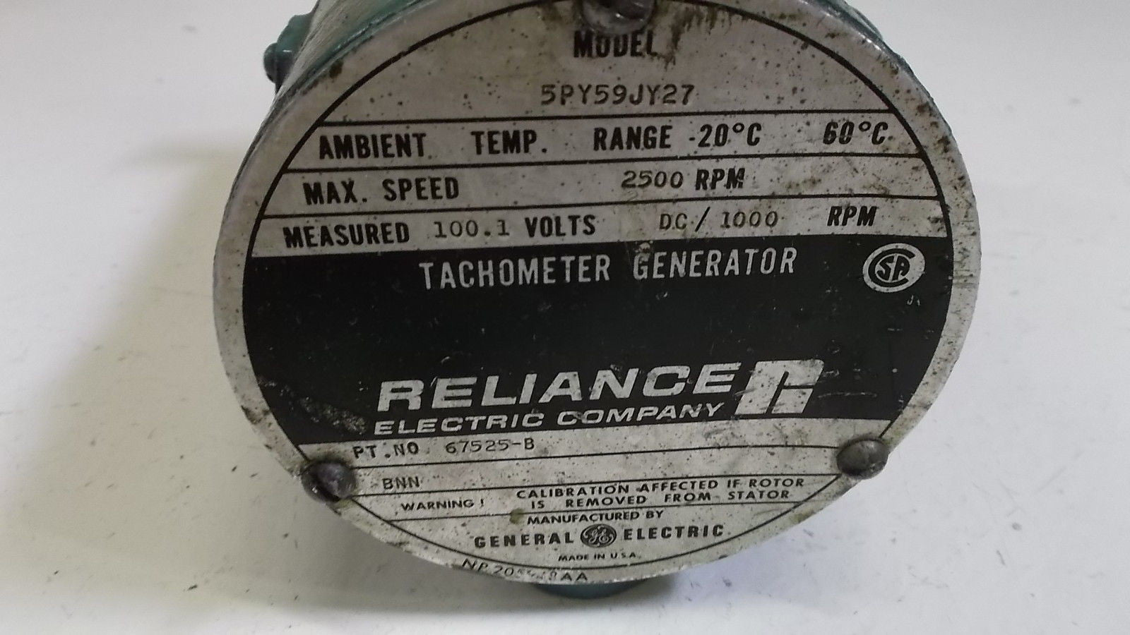 RELIANCE TACHOMETER 5PY59JY27 *USED*