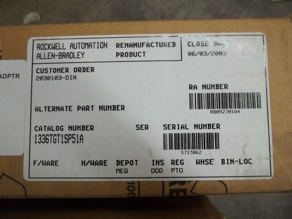REMANUFACTURED ALLEN BRADLEY 1336TGT1SP51A