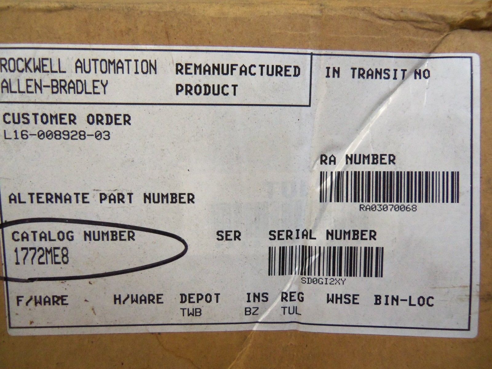 ALLEN BRADLEY 1772-ME8 RAM MEMORY MODULE (REMANUFACTURED) *NEW IN BOX*