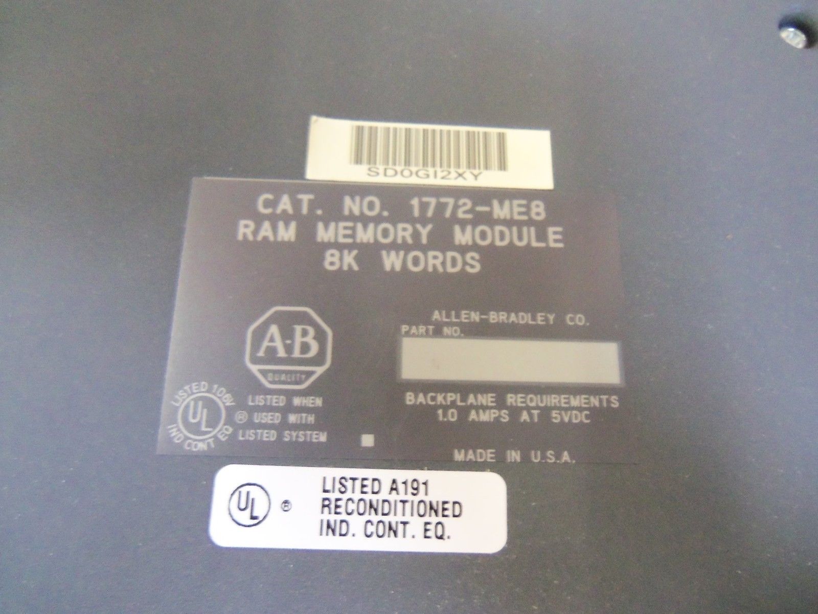 ALLEN BRADLEY 1772-ME8 RAM MEMORY MODULE (REMANUFACTURED) *NEW IN BOX*