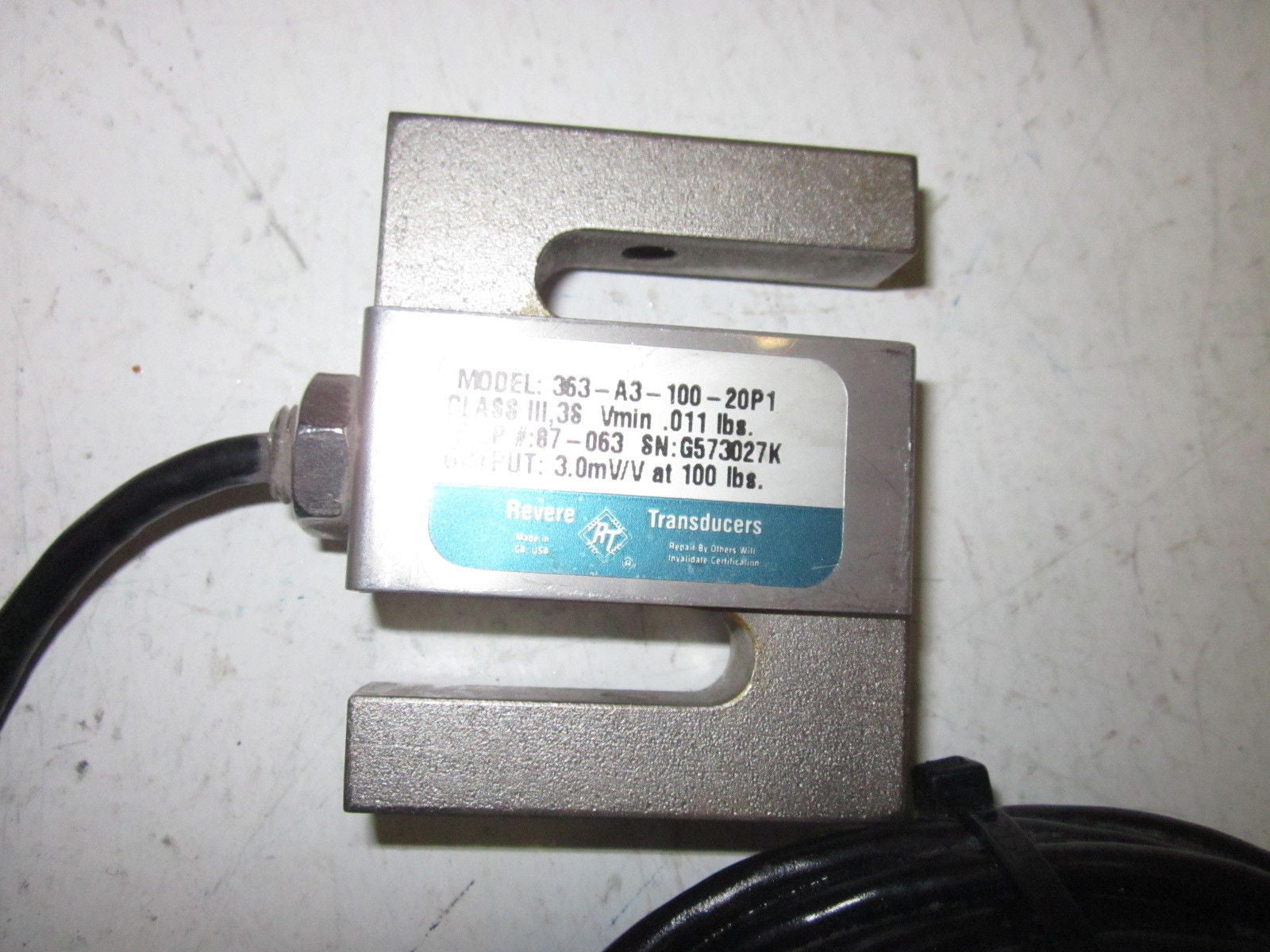 REVERE TRANSDUCERS 363-A3-100-20P1 LOAD CELL 100lbs *NEW NO BOX*