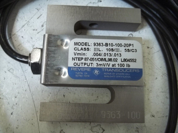 REVERE TRANSDUCERS 9363-B10-100-20P1 LOAD CELL 100lbs *NEW IN BOX*