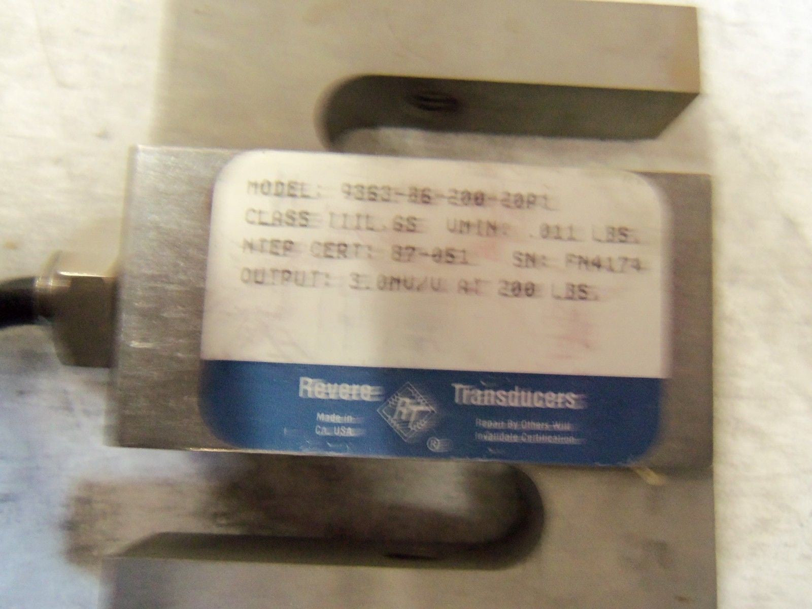 REVERE TRANSDUCERS 9363-B6-200-20P1 LOAD CELL 200lbs *NEW NO BOX*