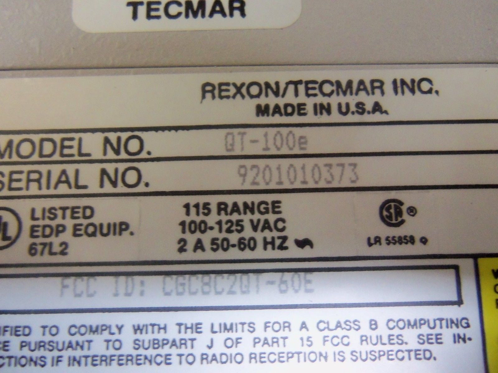 REXON QT-100e NO POWER CORD *USED*