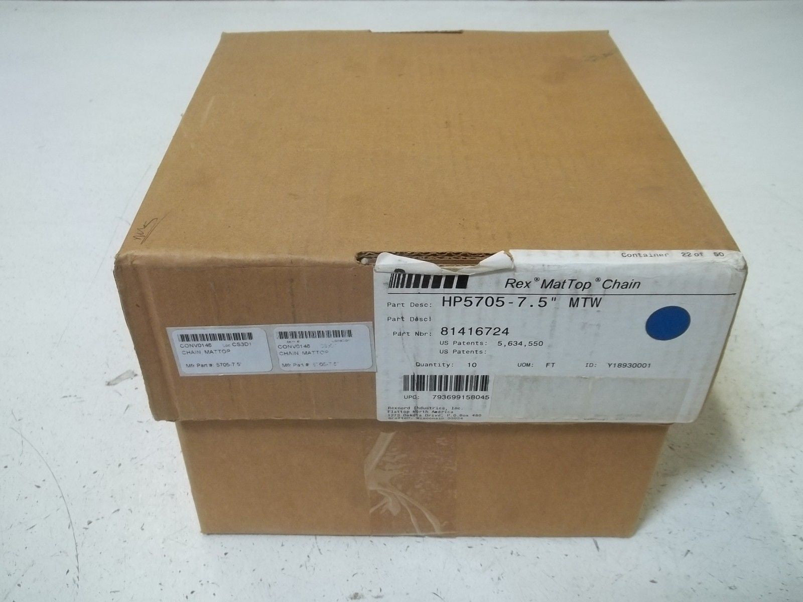 REXROTH HP5705-7.5" MAT TOP CHAIN *NEW IN BOX*