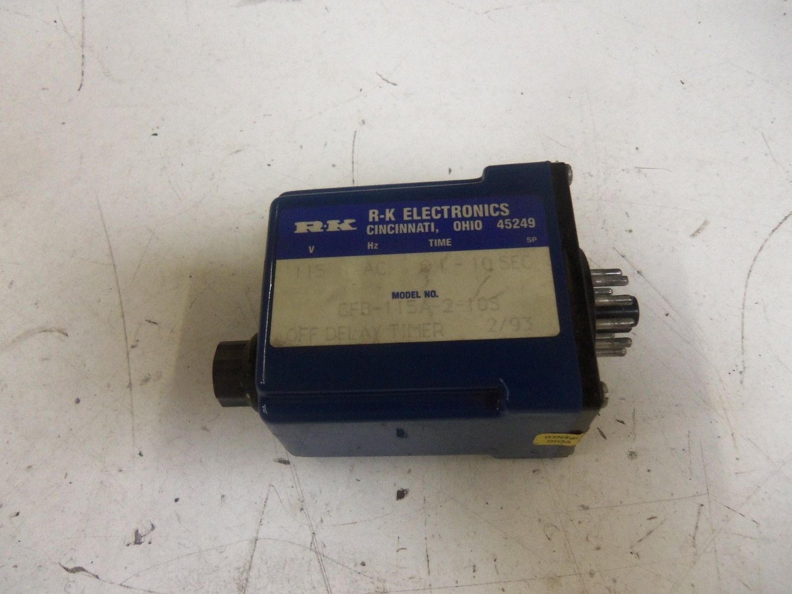 RK ELECTRONICS CFB-115A-2-10S TIMER RELAY *USED*