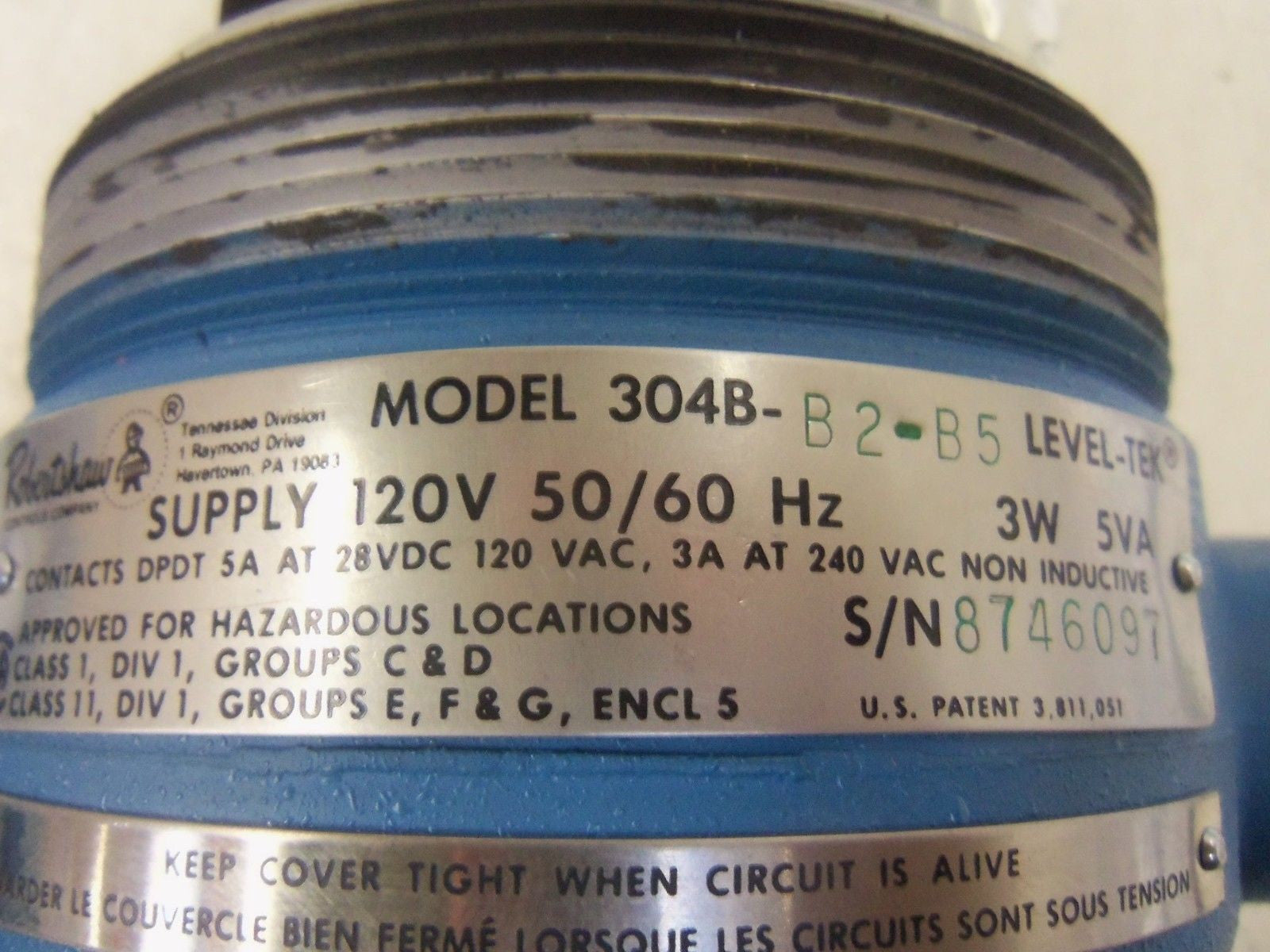 ROBERTSHAW 304B-B2-B5 LEVEL CONTROL *USED*