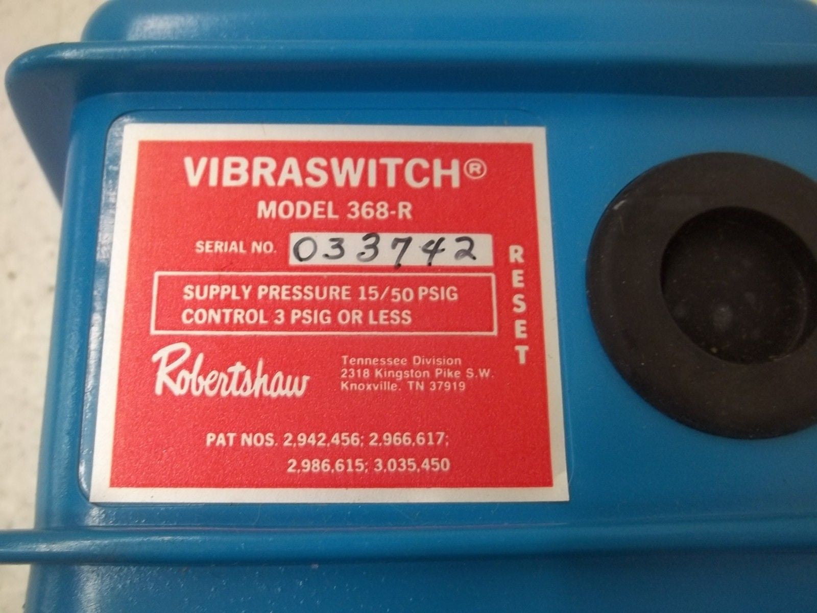 ROBERTSHAW 368-R VIBRASWITCH *NEW IN BOX*