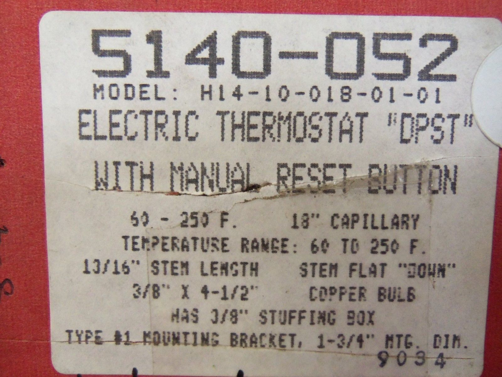 ROBERTSHAW H14-10-018-01-01 *NEW IN BOX*