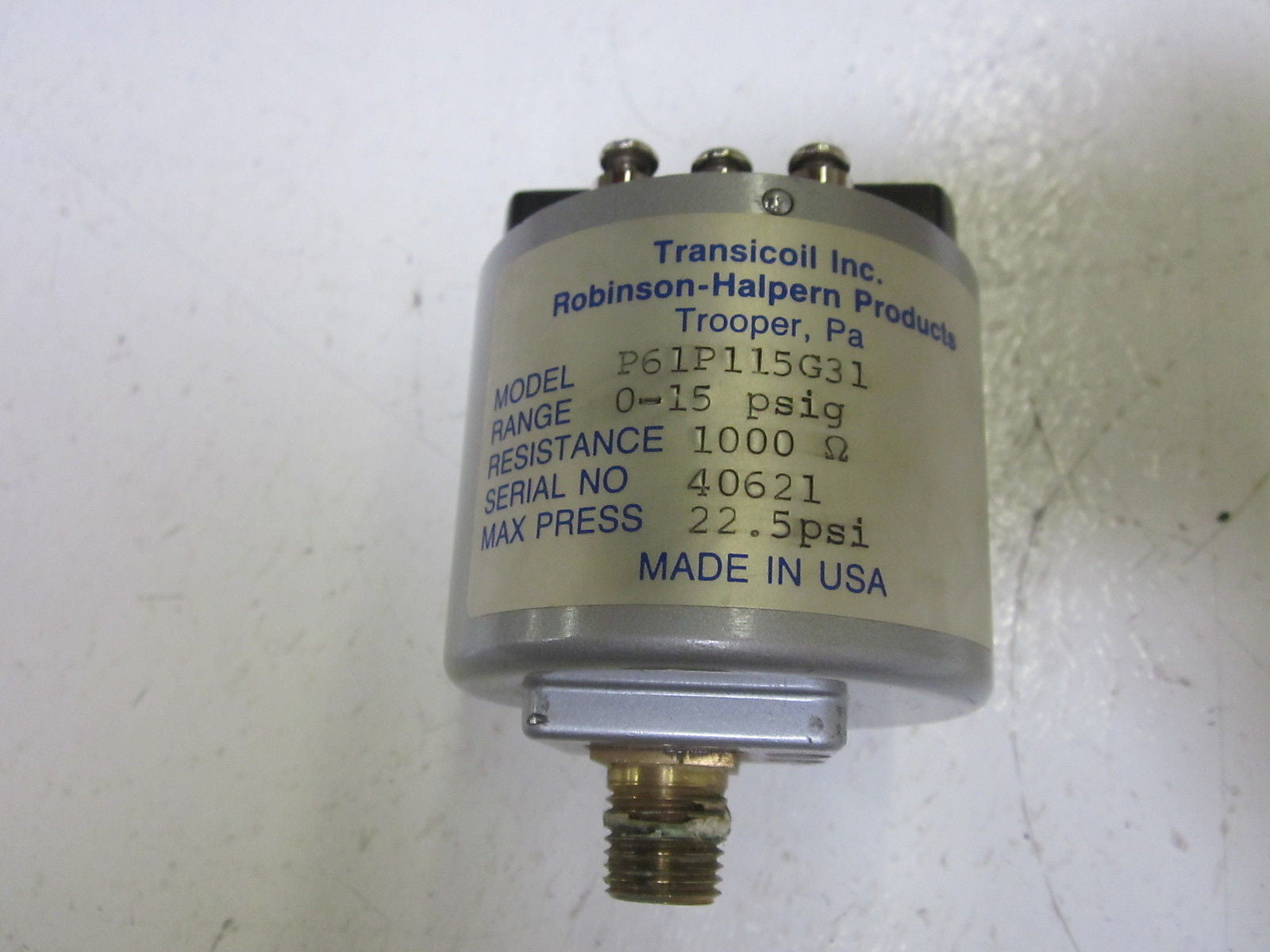 ROBINSON P61P115G31 TRANSDUCER 0-15PSIG *USED*
