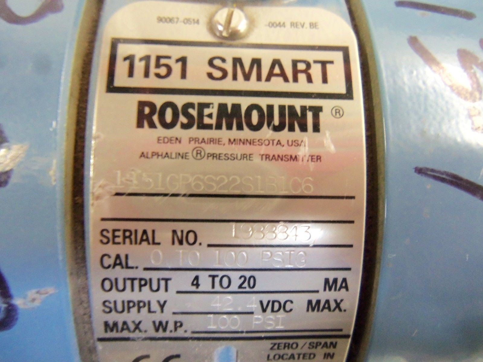 ROSEMOUNT 1151GP6S22S1B1C6 TRANSMITTER *USED*