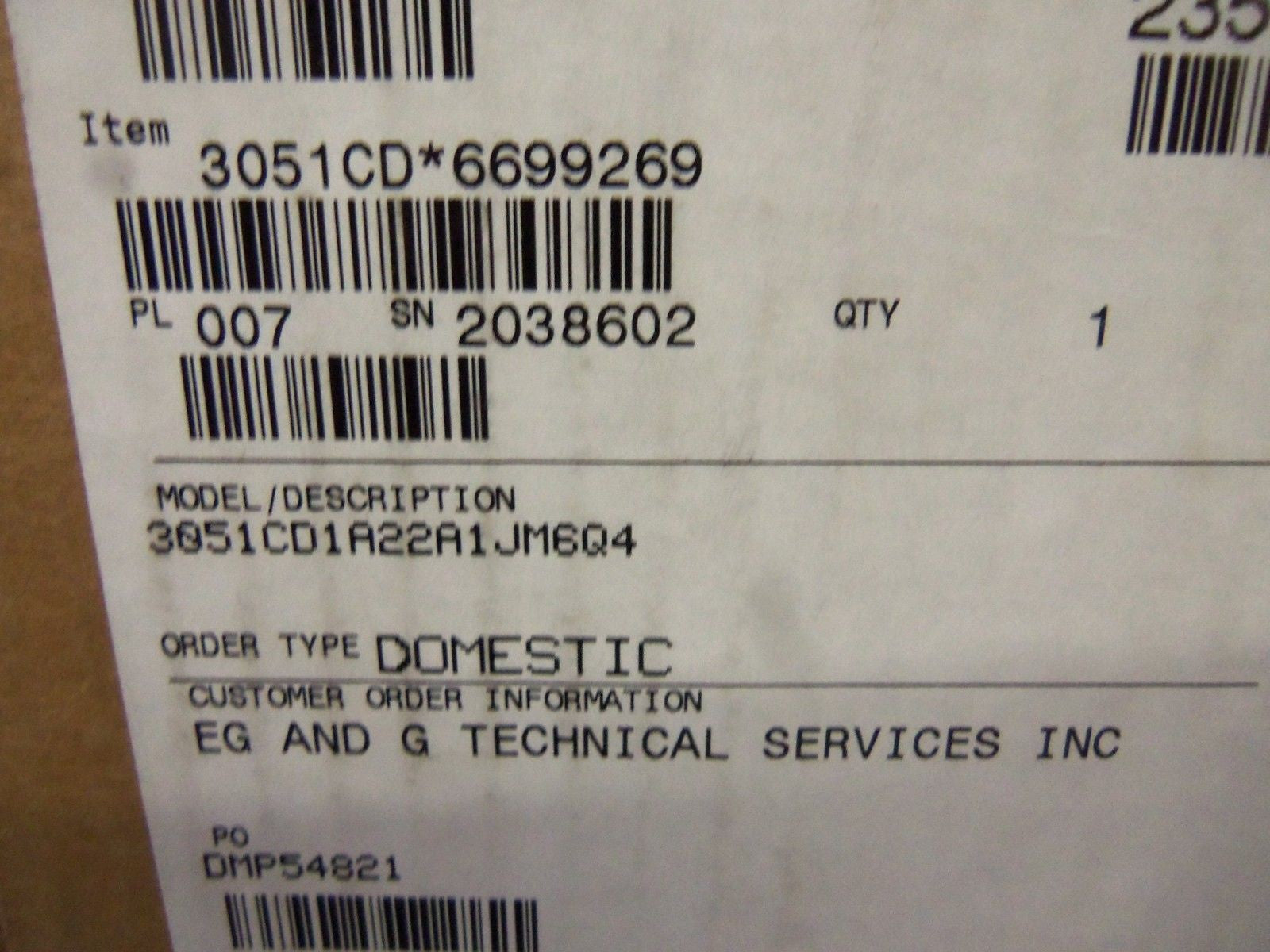 ROSEMOUNT 3051CD1A22A1JM6Q4 PRESSURE TRANSMITTER *USED*