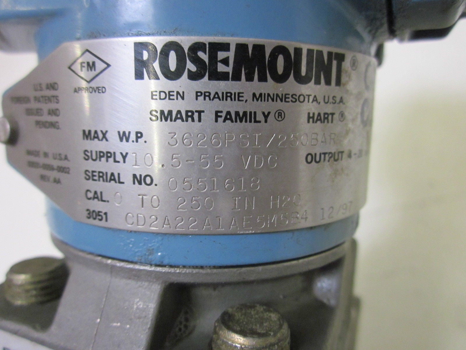 ROSEMOUNT 3051CD2A22A1AE5M5B4 *USED*