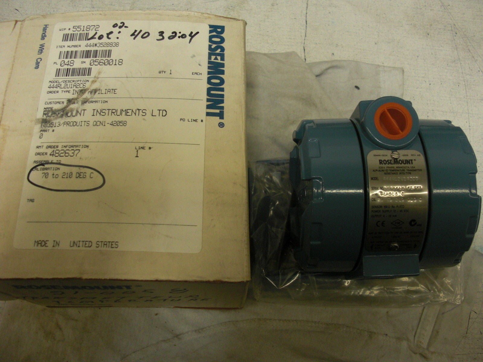 ROSEMOUNT 444RL2U1A2C6 *NEW*