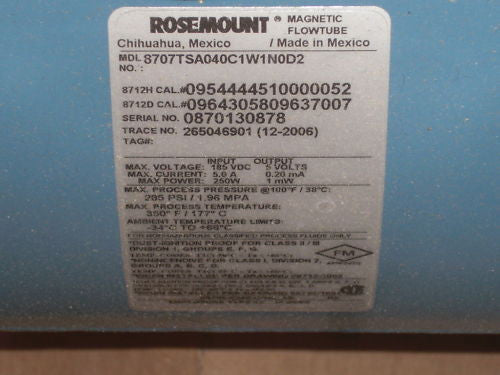 ROSEMOUNT 8707TSA040C1W1N0D2 *NEW*