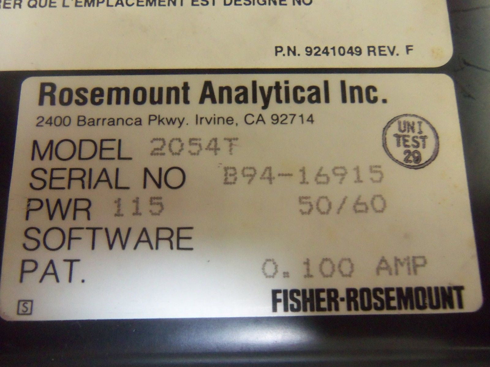 ROSEMOUNT ANALYTICAL 2054T TOROIDAL CONDUCTIVITY ANALYZER *USED*