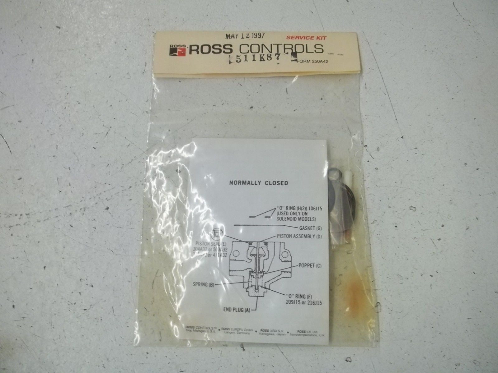 ROSS 511K87 SERVICE KIT *NEW IN A FACTORY BAG*