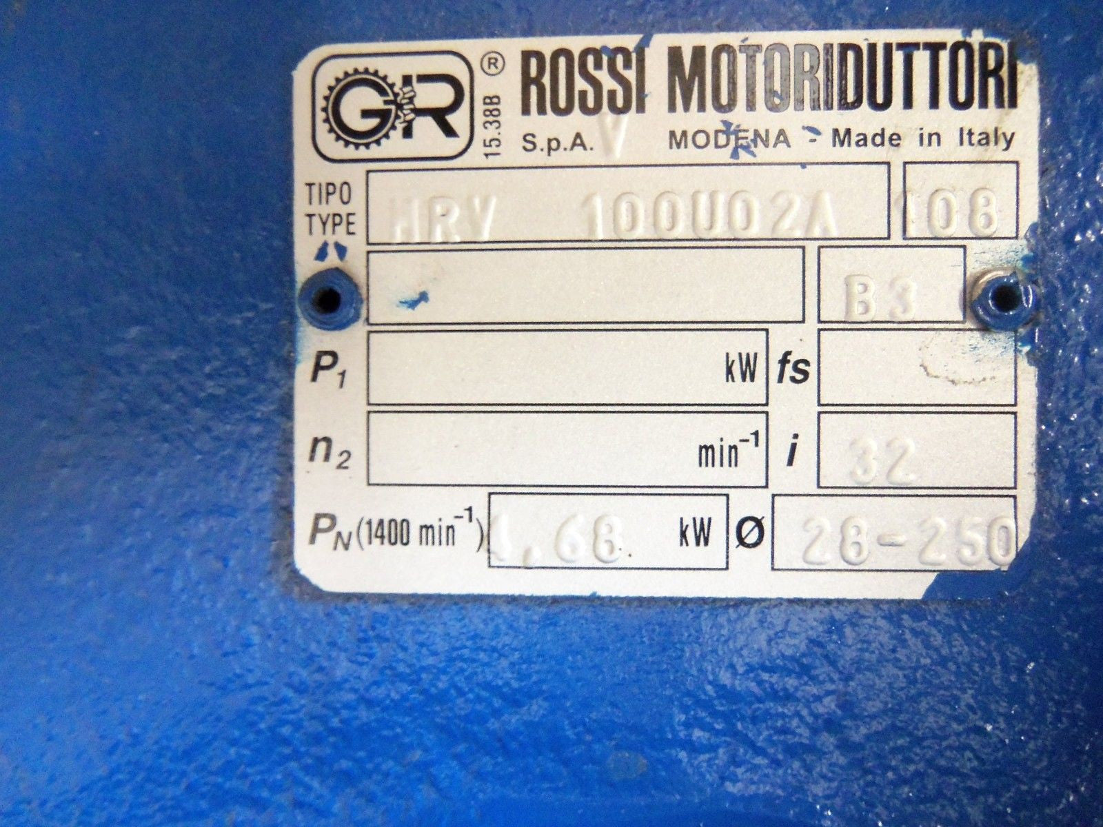 ROSSI MRV-100U02A-108 GEAR REDUCER *USED*