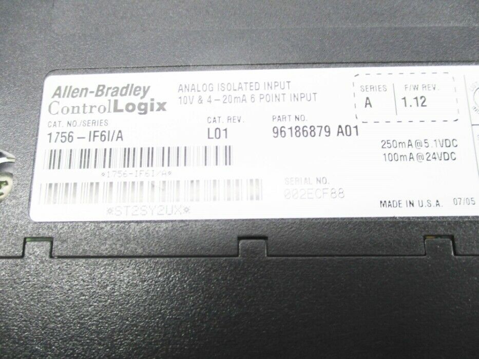 ALLEN BRADLEY 1756-IF6I SER. A F/W 1.12 UNMP