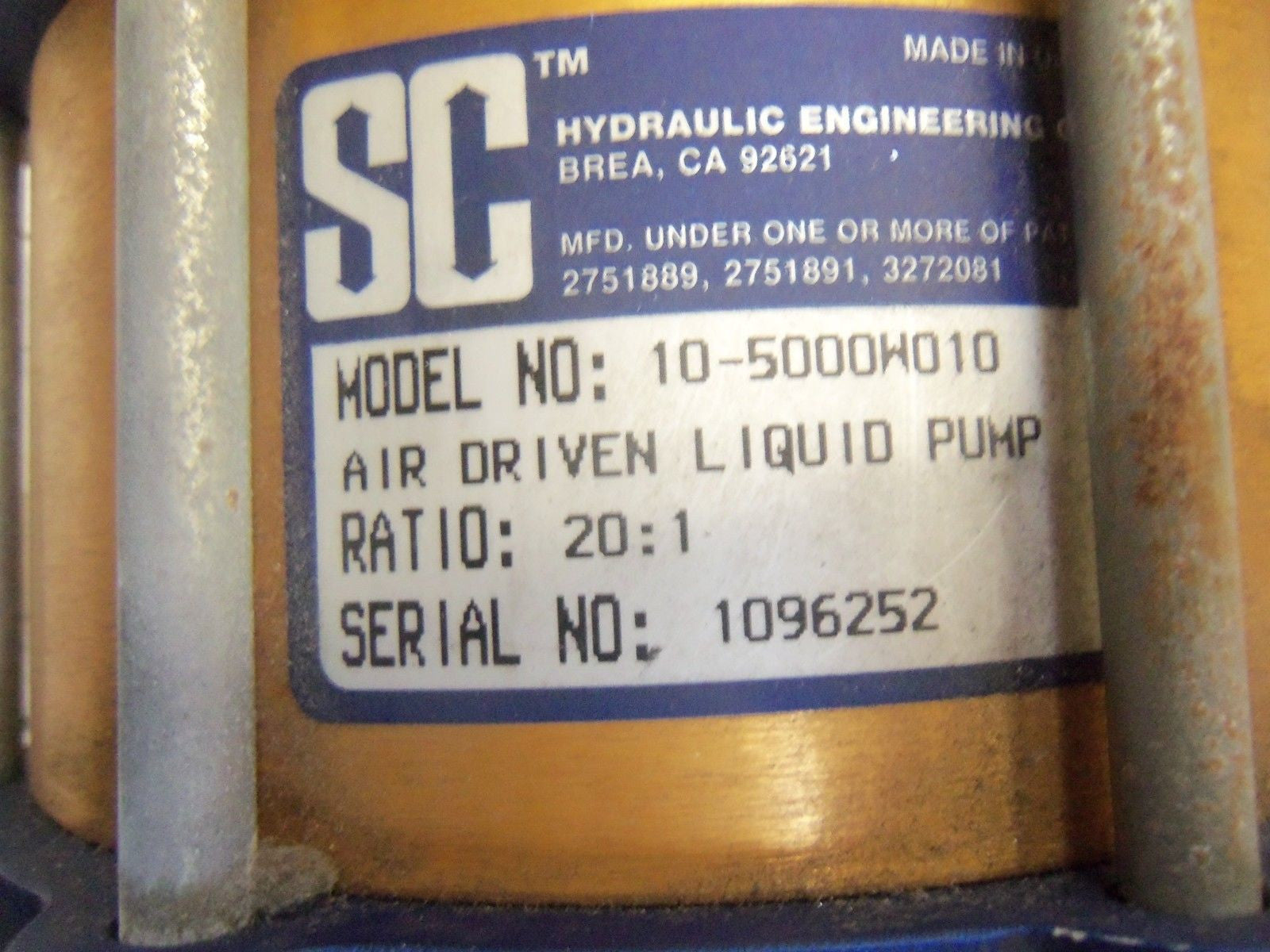 SC AIR DRIVEN LIQUID PUMP 10-5000W010 *USED*