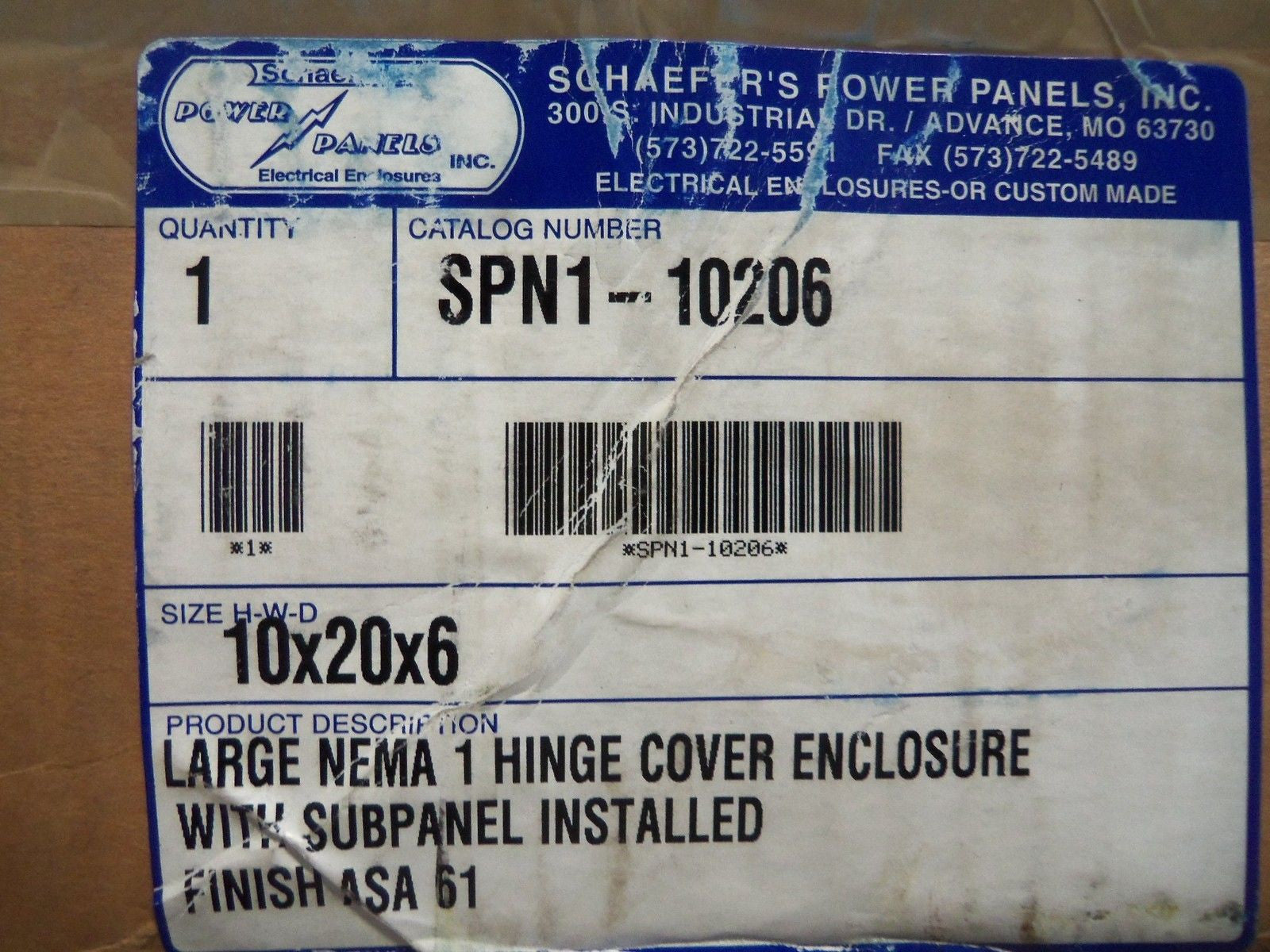 SCHAEFER SPN1-10206 ENCLOSURE *NEW IN BOX*