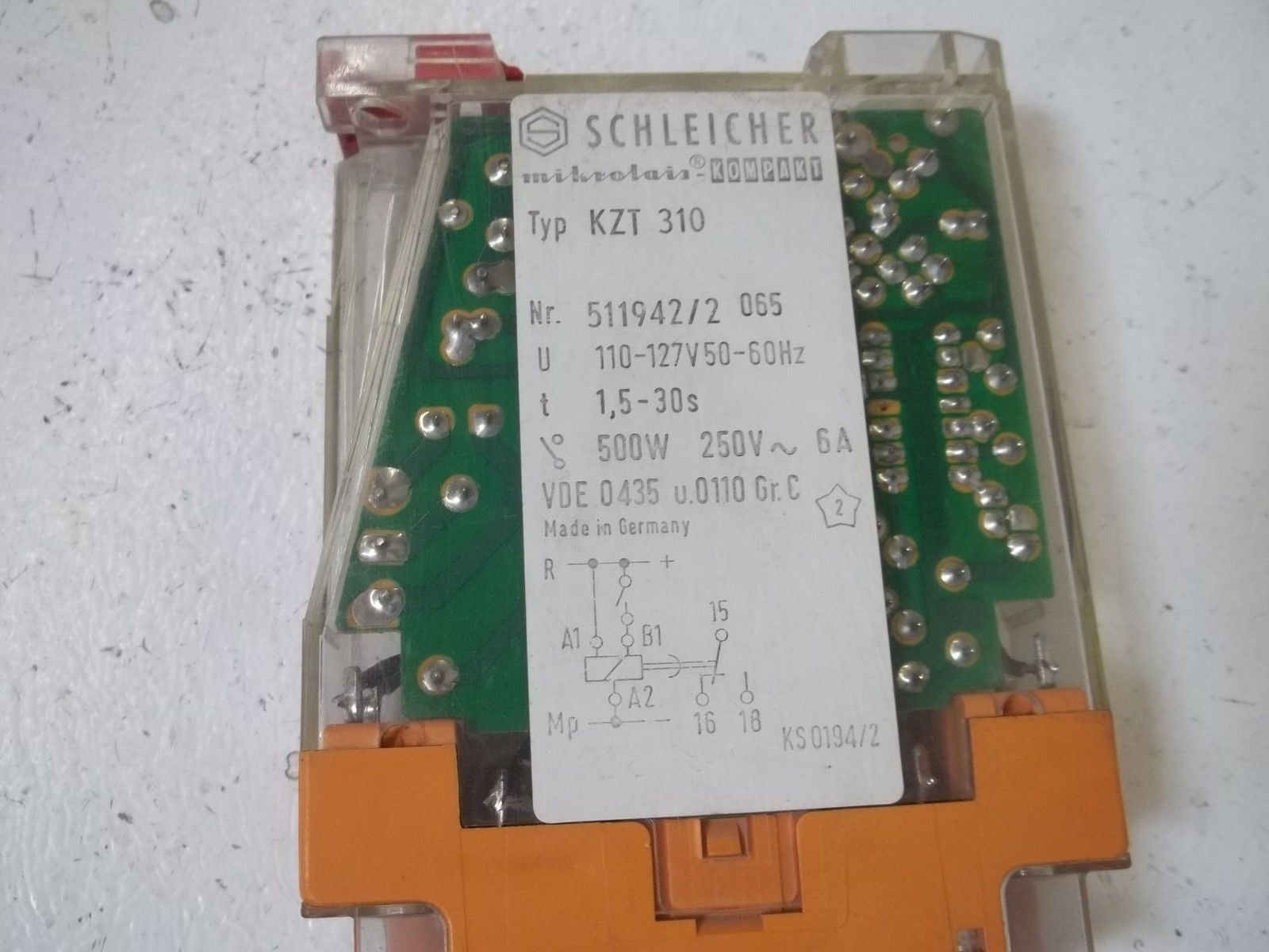 SCHLEICHER KZT 310 RELAY 110-127V 1,5-30S *USED*