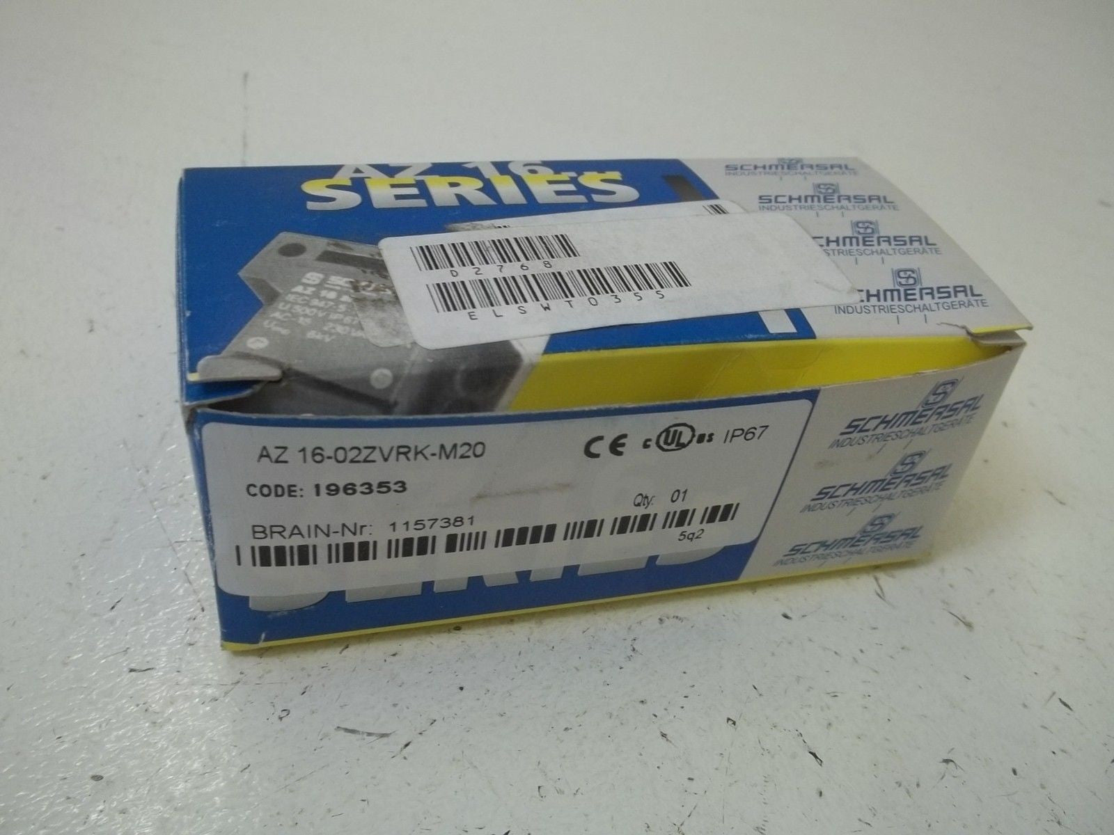 SCHMERSAL AZ16-02zvrk-M20 SAFETY INTERLOCK SWITCH *USED*