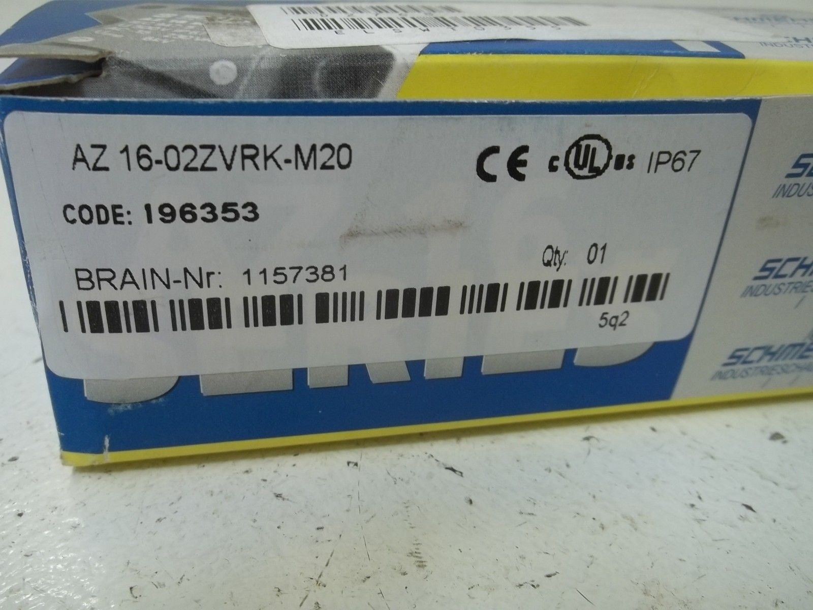 SCHMERSAL AZ16-02zvrk-M20 SAFETY INTERLOCK SWITCH *USED*