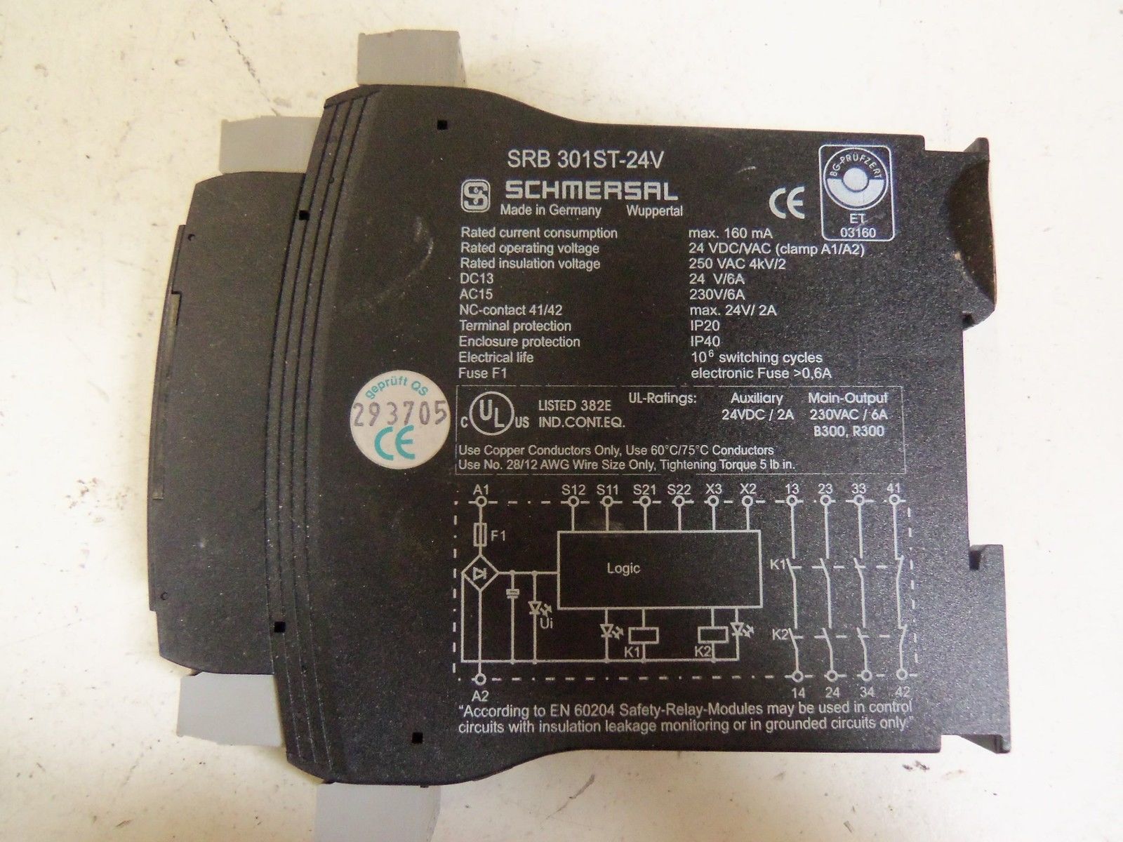 SCHMERSAL SRB 301ST-24V SAFETY REALY *NEW NO BOX*