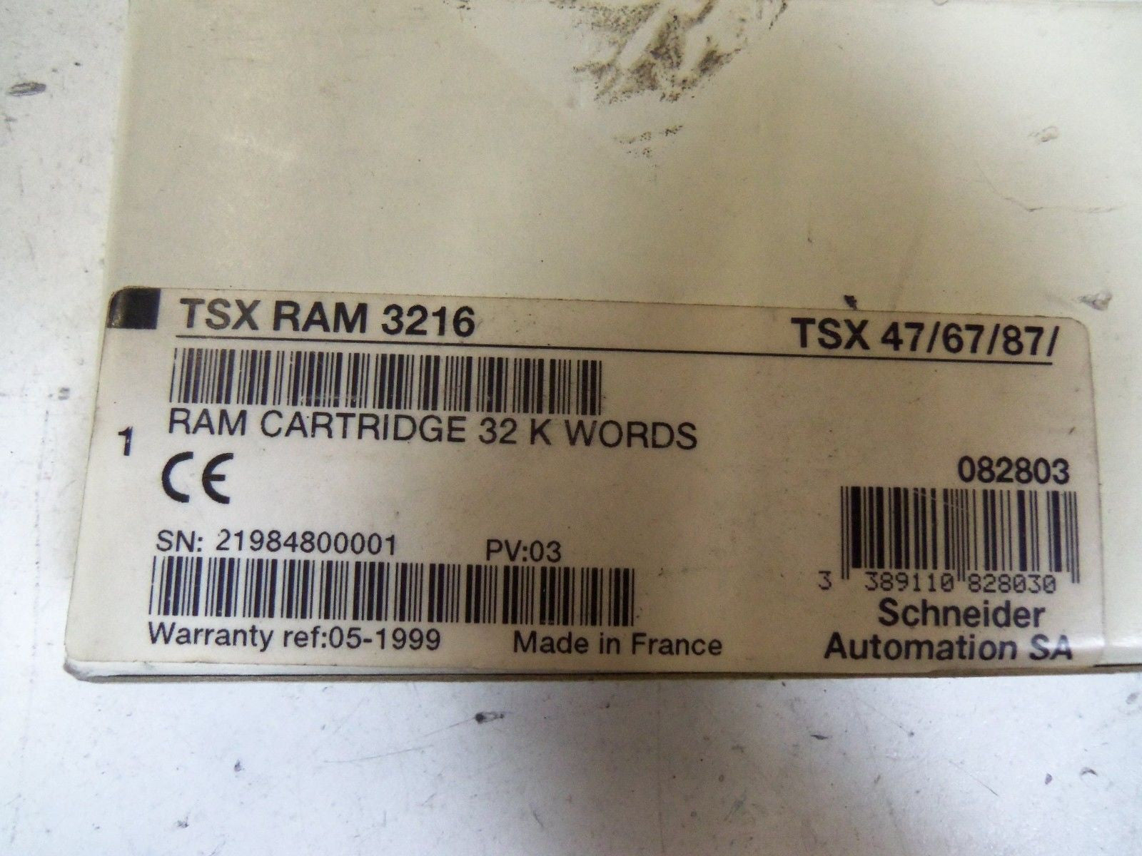 SCHNEIDER AUTOMATION TSXRAM3216 RAM CARTRIDGE *NEW IN BOX*