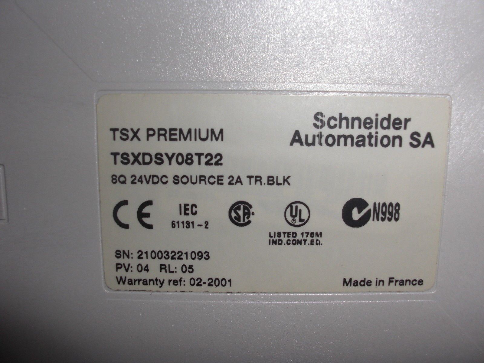 SCHNEIDER AUTOMATION TSXDSY08T22 *USED*
