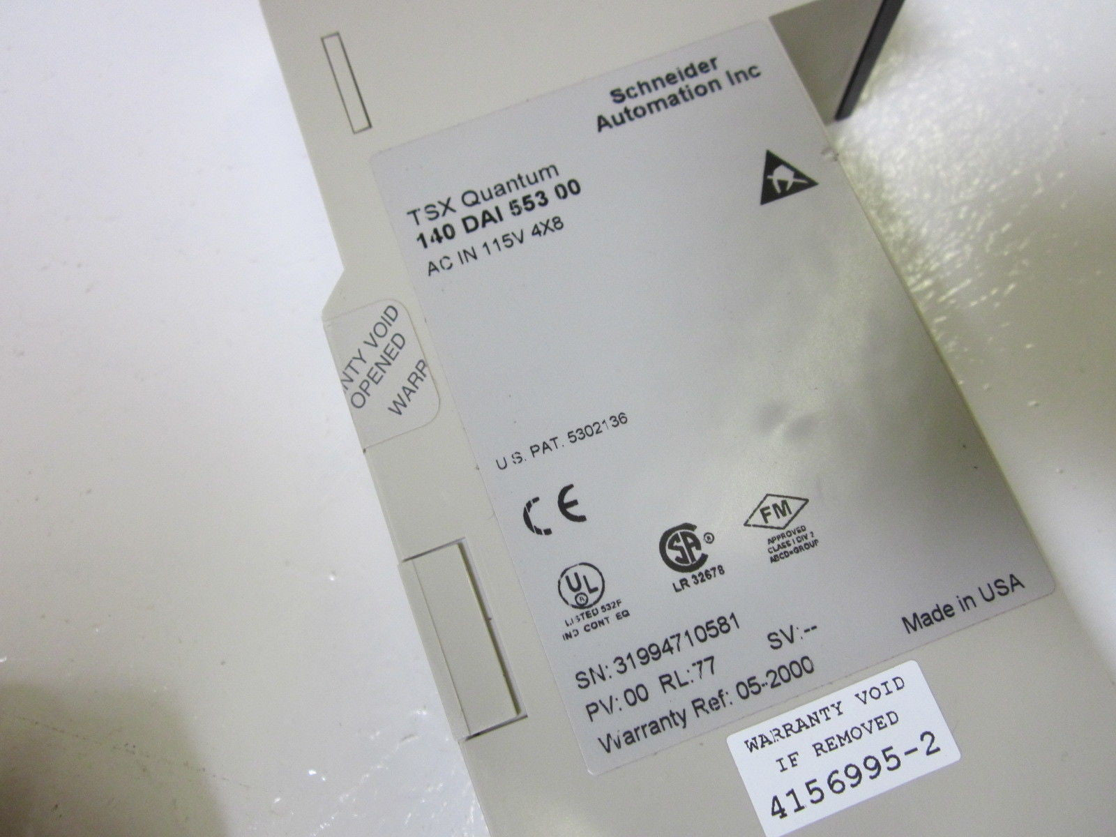 SCHNEIDER AUTOMATION 140 DAI 553 00 AC INPUT MODULE 115V 4X8 *used*