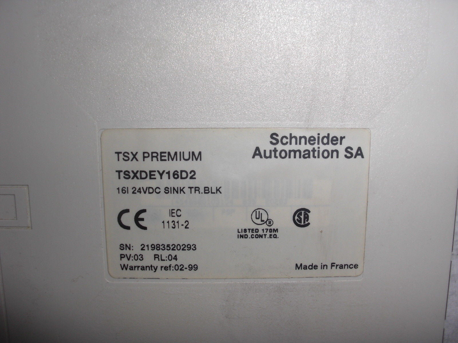 SCHNEIDER AUTOMATION TSXDEY16D2 *USED*