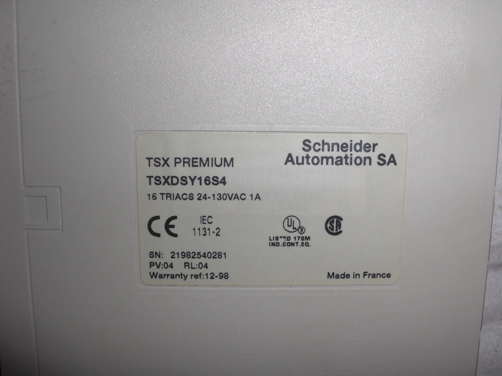 SCHNEIDER AUTOMATION TSXDSY16S4 *USED*
